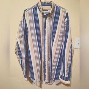 VINTAGE Northwoods Great Outdoors Large Blue Stripped longsleeve button-down men